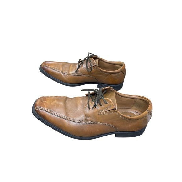 Clarks mens brown leather dress oxfords sz 9.5W SKU 9770 - Picture 4 of 16